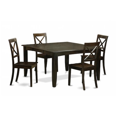 East West Furniture 5 Piece Dining Table Set-Dining Table With Leaf and 4 Kitchen Chairs PFBO5-CAP-W